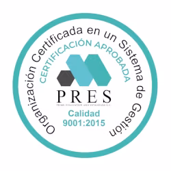 Certificación PRES ISO 9001:2015; sello corporativo de calidad y gestión aprobada para organizaciones
